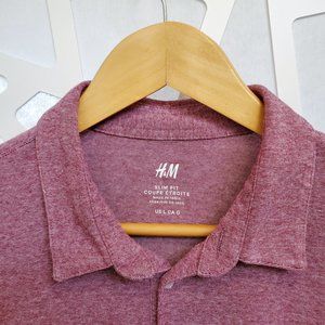 H&M Slim Fit Red Polo, Soft, Casual, Large